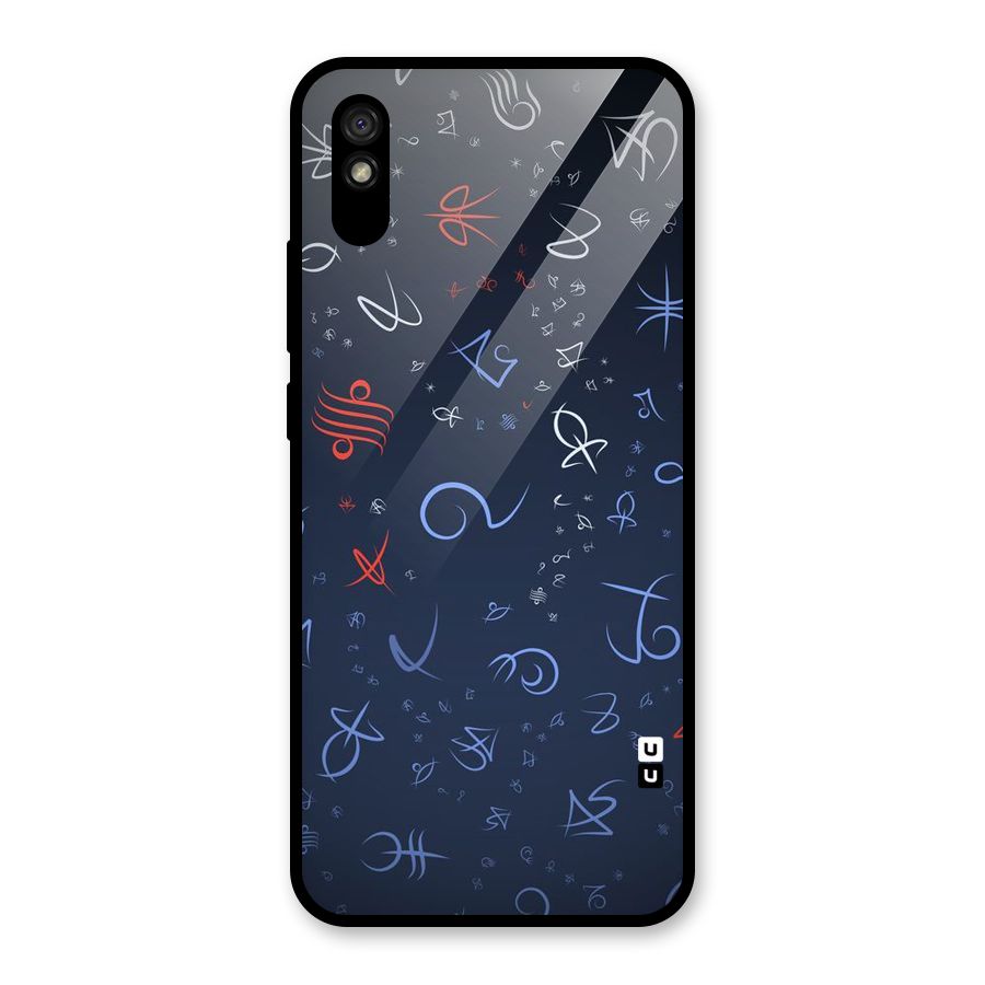 Blue Symbols Glass Back Case for Redmi 9i