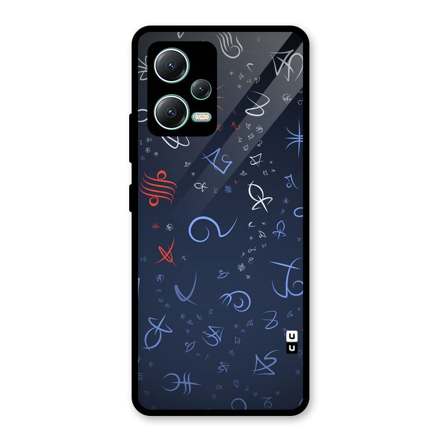 Blue Symbols Glass Back Case for Redmi Note 12 5G
