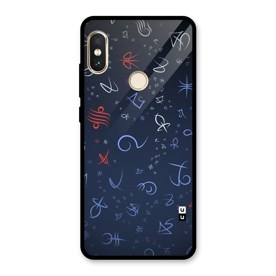 Blue Symbols Glass Back Case for Redmi Note 5 Pro