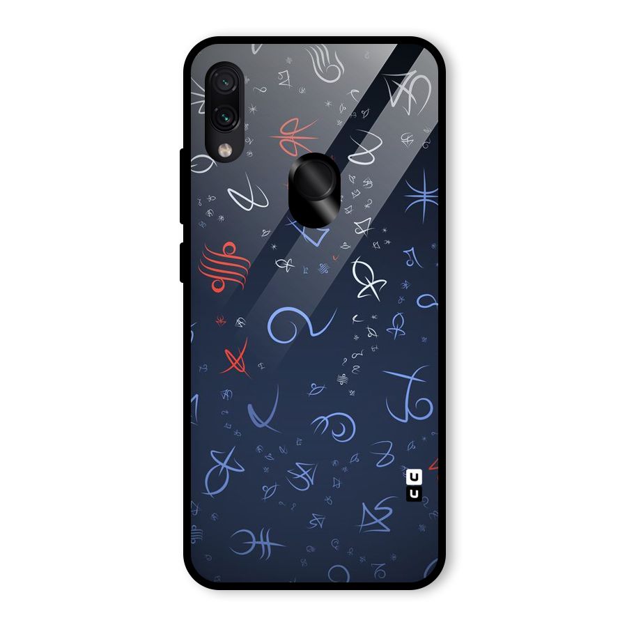 Blue Symbols Glass Back Case for Redmi Note 7 Pro