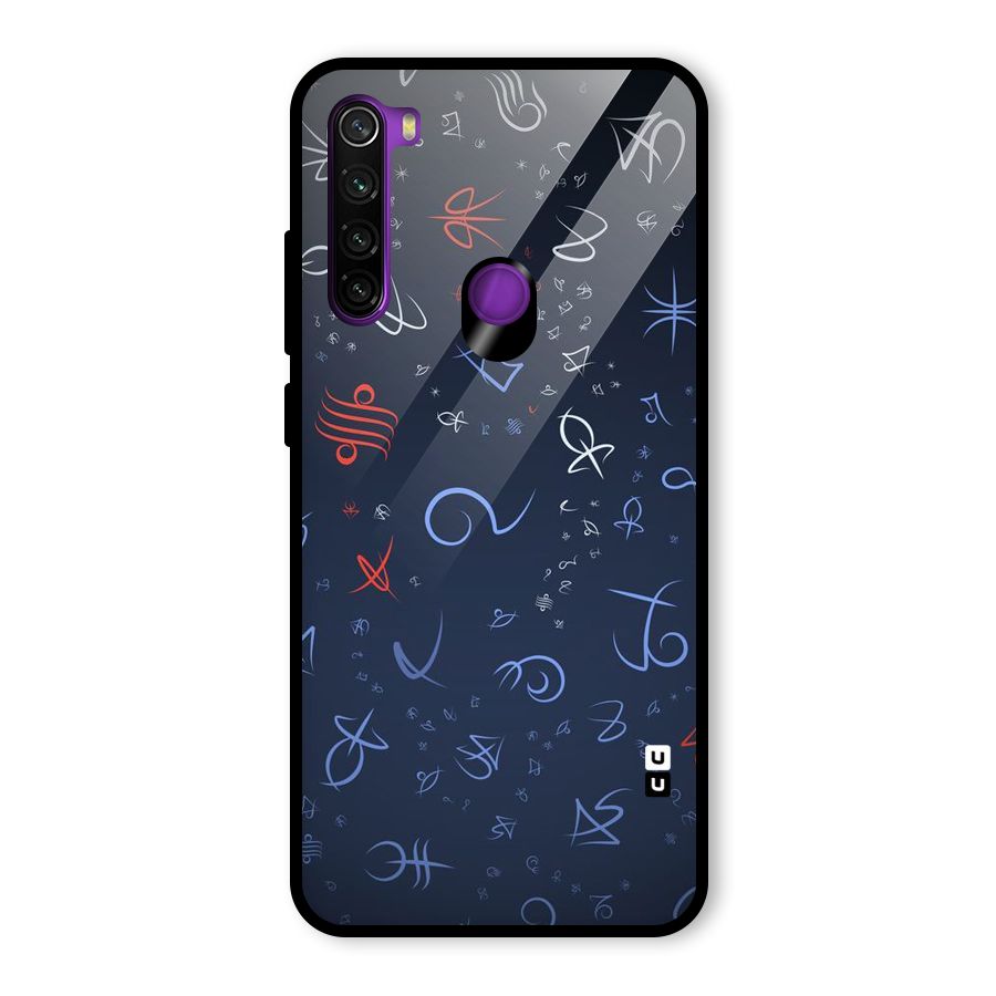 Blue Symbols Glass Back Case for Redmi Note 8