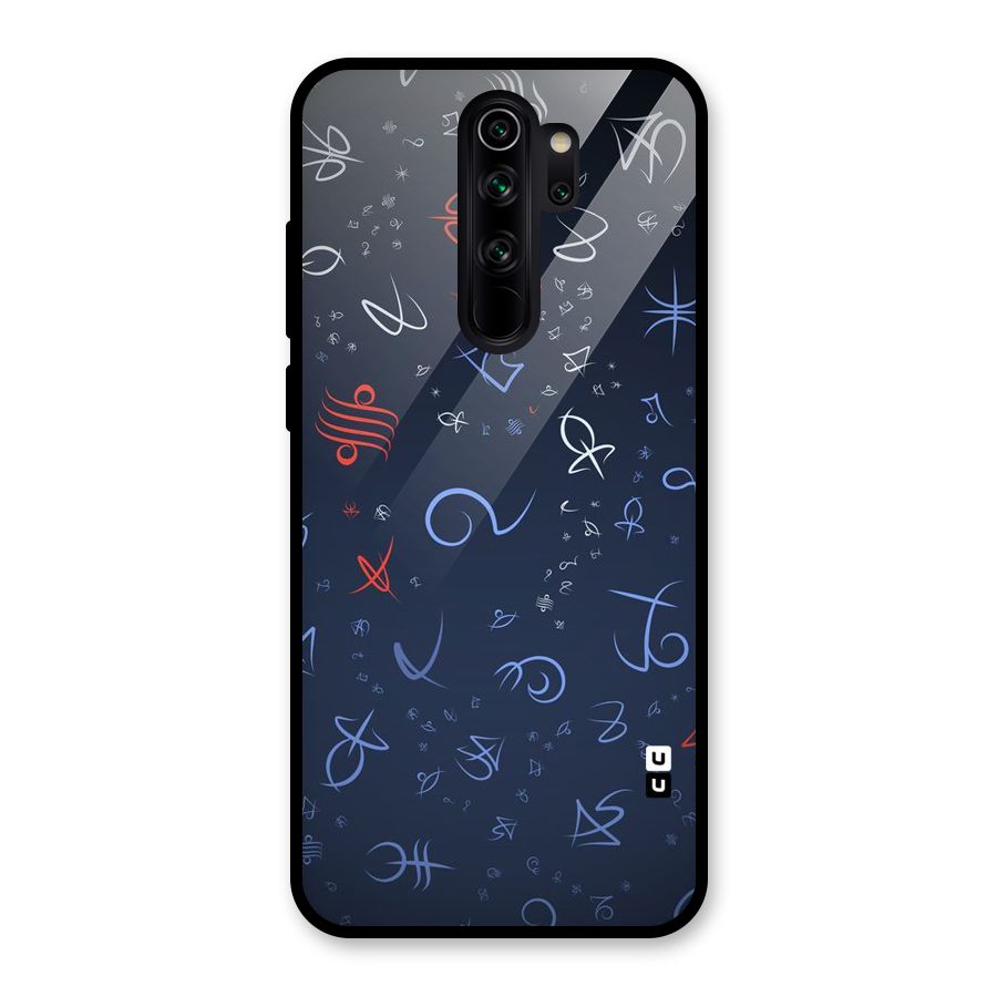 Blue Symbols Glass Back Case for Redmi Note 8 Pro