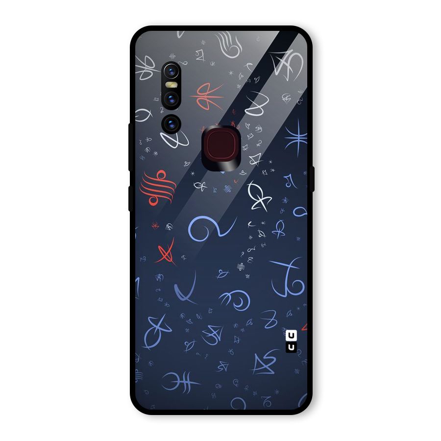 Blue Symbols Glass Back Case for Vivo V15