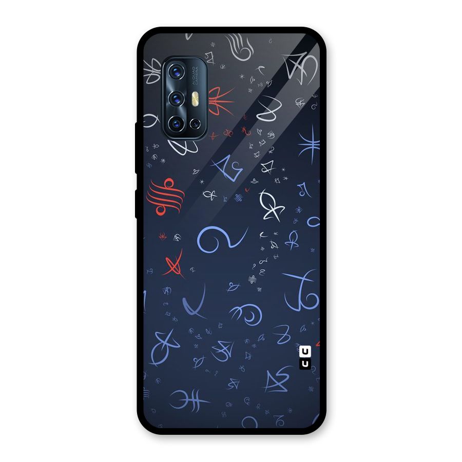 Blue Symbols Glass Back Case for Vivo V17