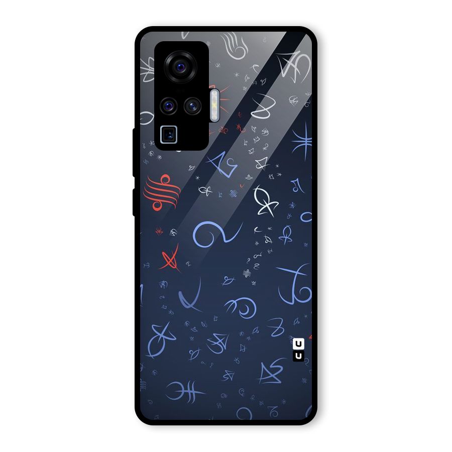 Blue Symbols Glass Back Case for Vivo X50 Pro