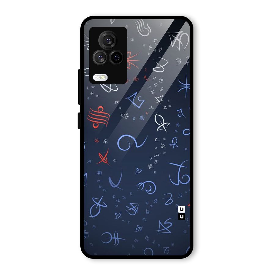 Blue Symbols Glass Back Case for Vivo iQOO 7 Legend 5G