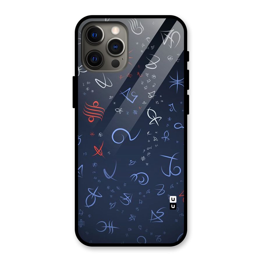 Blue Symbols Glass Back Case for iPhone 12 Pro Max