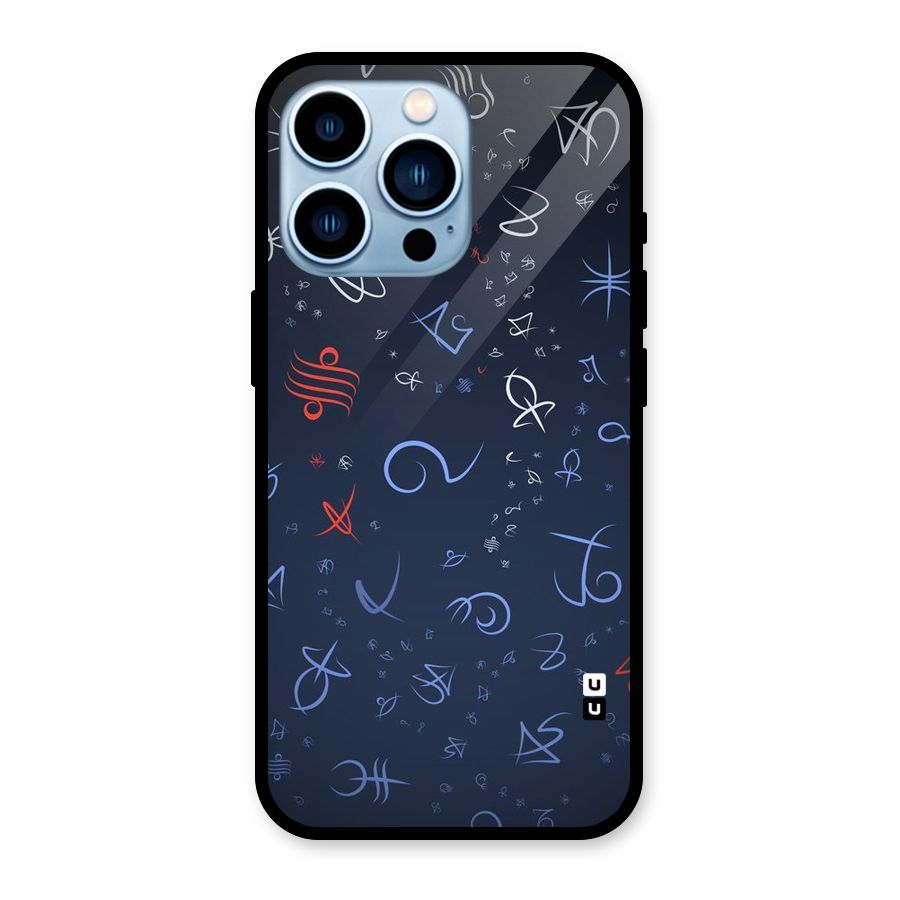 Blue Symbols Glass Back Case for iPhone 13 Pro