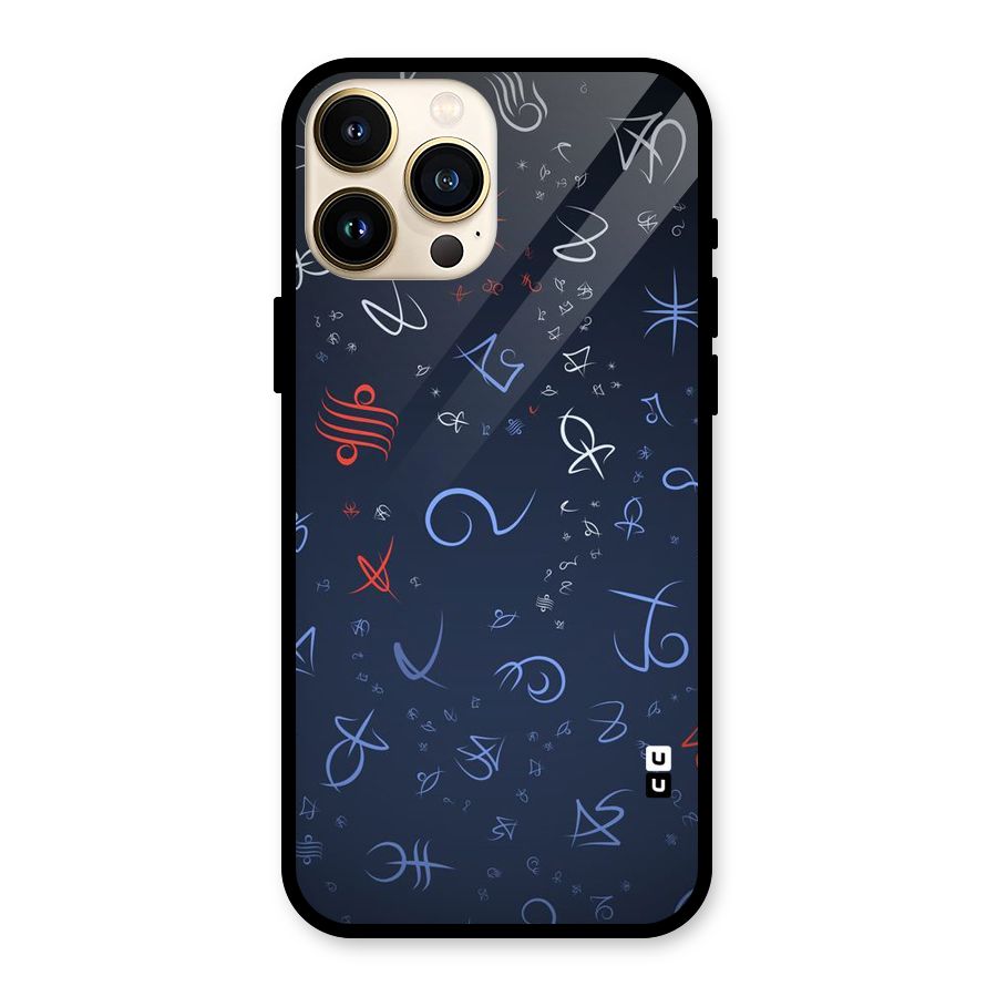 Blue Symbols Glass Back Case for iPhone 13 Pro Max