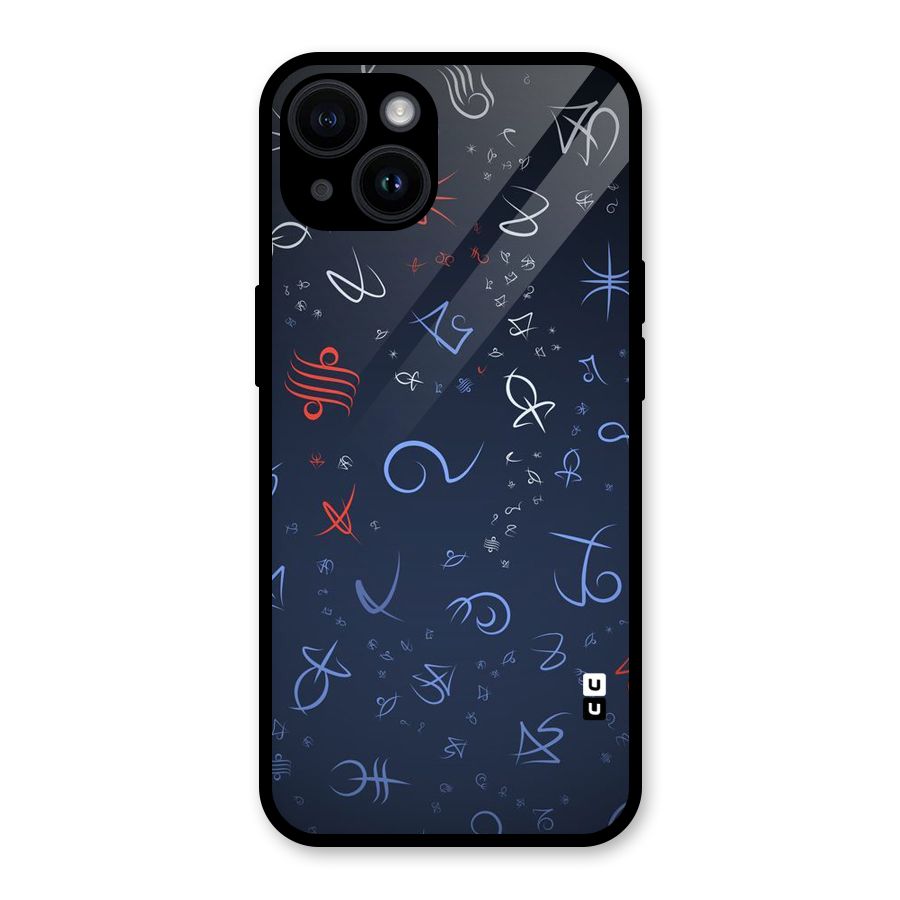 Blue Symbols Glass Back Case for iPhone 14