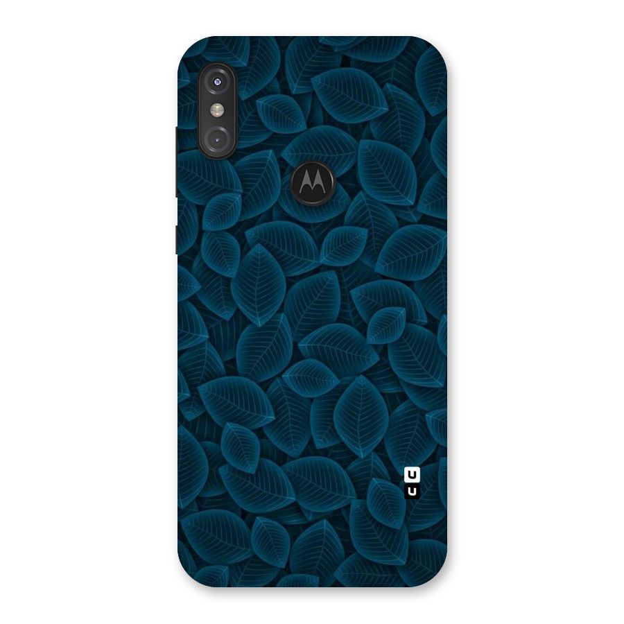 Blue Thin Leaves Back Case for Motorola One Power