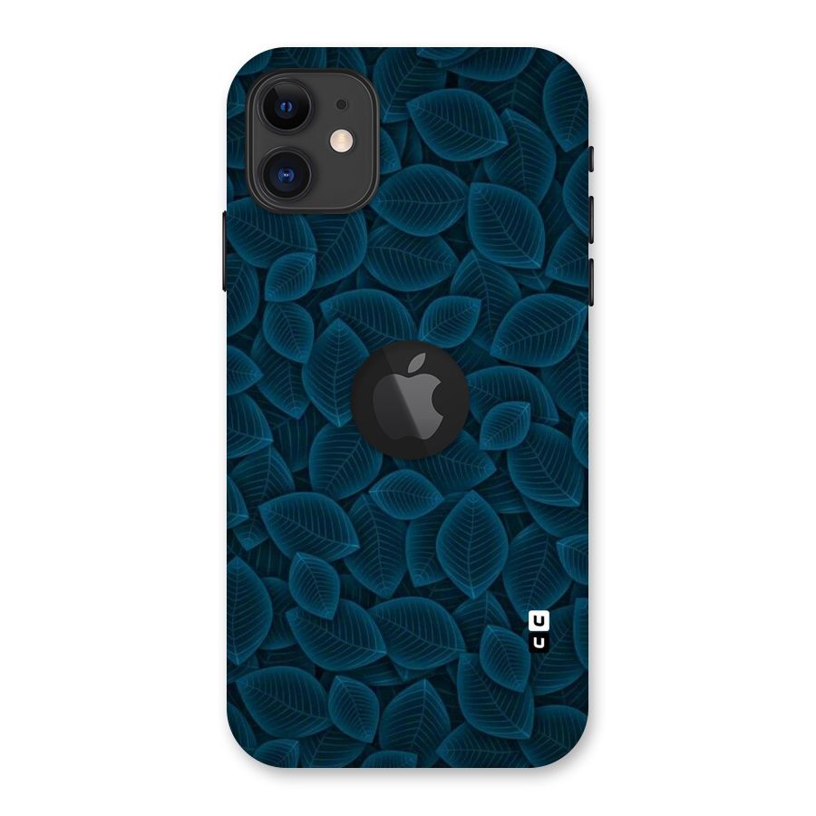Blue Thin Leaves Back Case for iPhone 11 Logo Cut