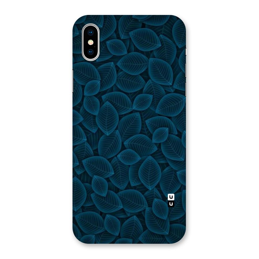 Blue Thin Leaves Back Case for iPhone XS