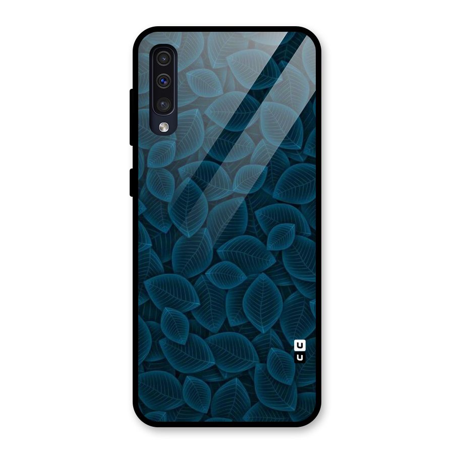 Blue Thin Leaves Glass Back Case for Galaxy A50