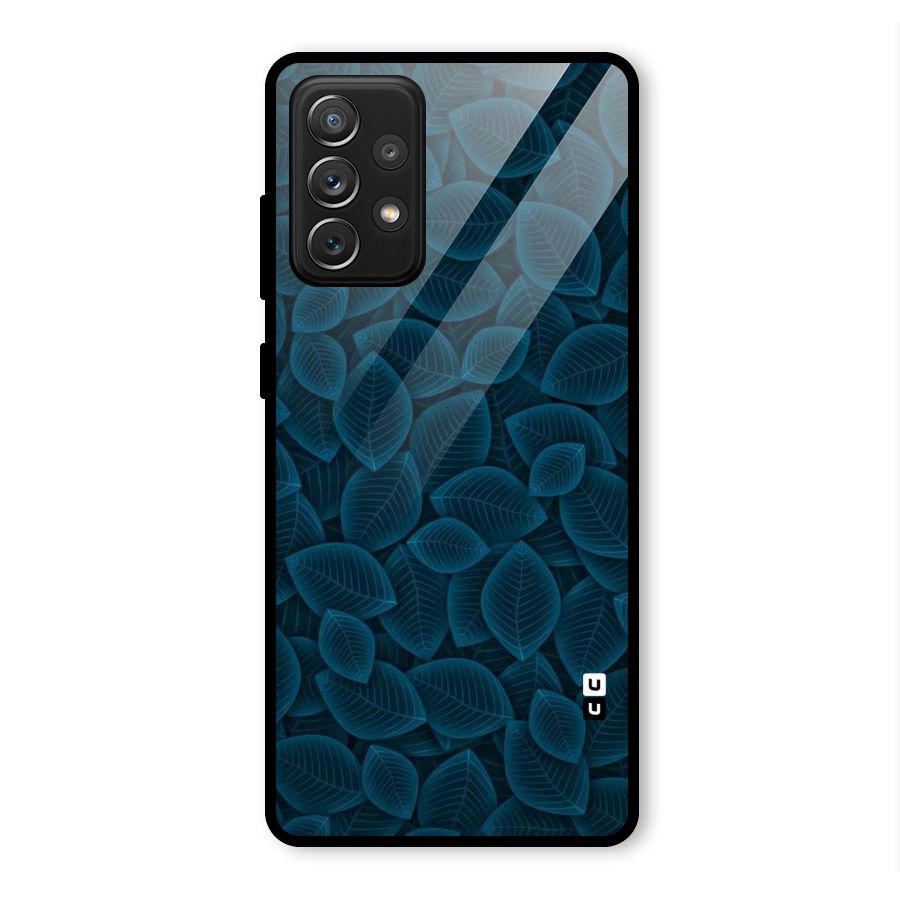 Blue Thin Leaves Glass Back Case for Galaxy A72