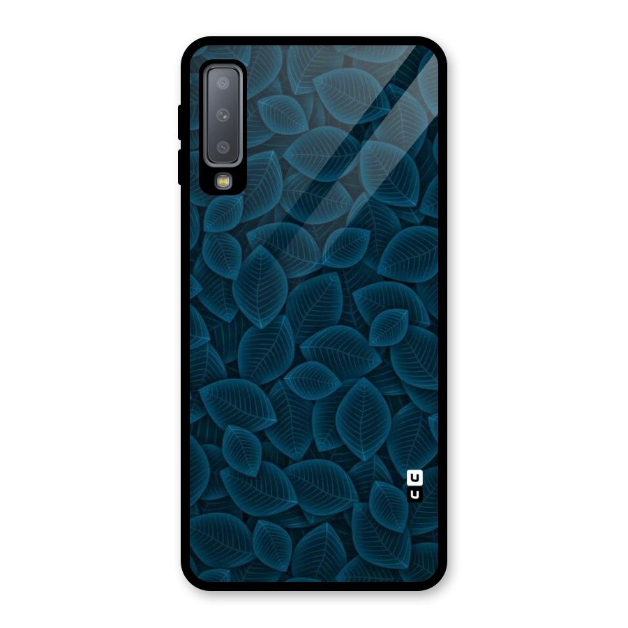 Blue Thin Leaves Glass Back Case for Galaxy A7 (2018)