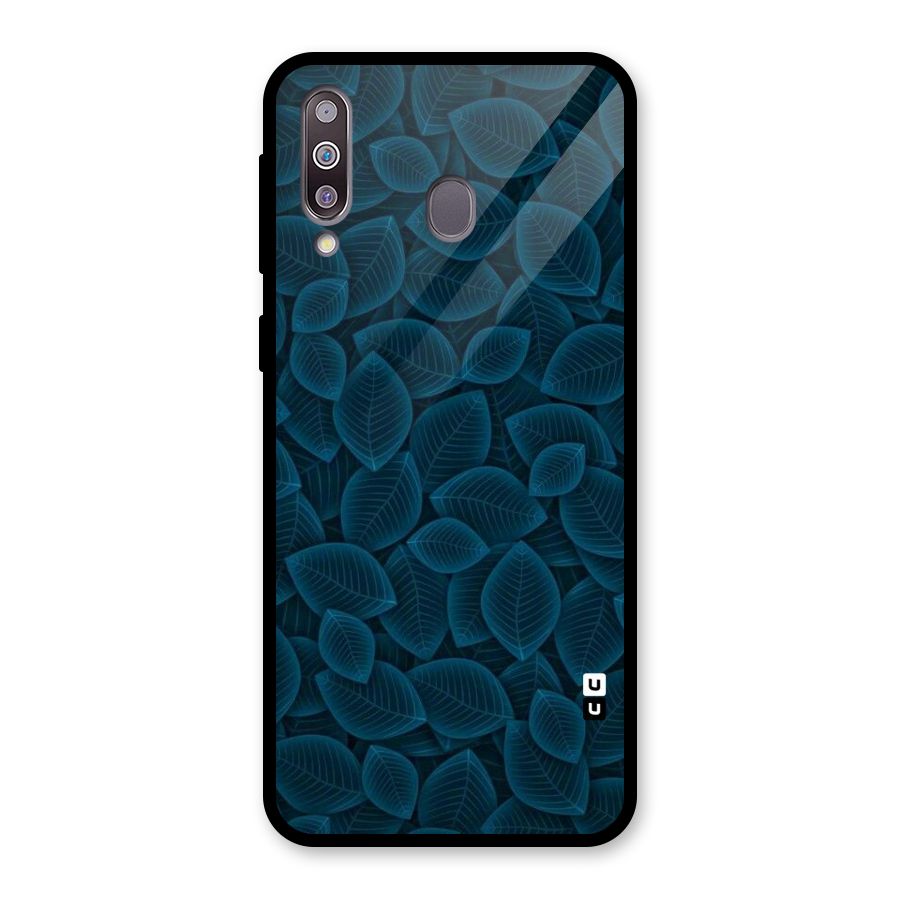Blue Thin Leaves Glass Back Case for Galaxy M30
