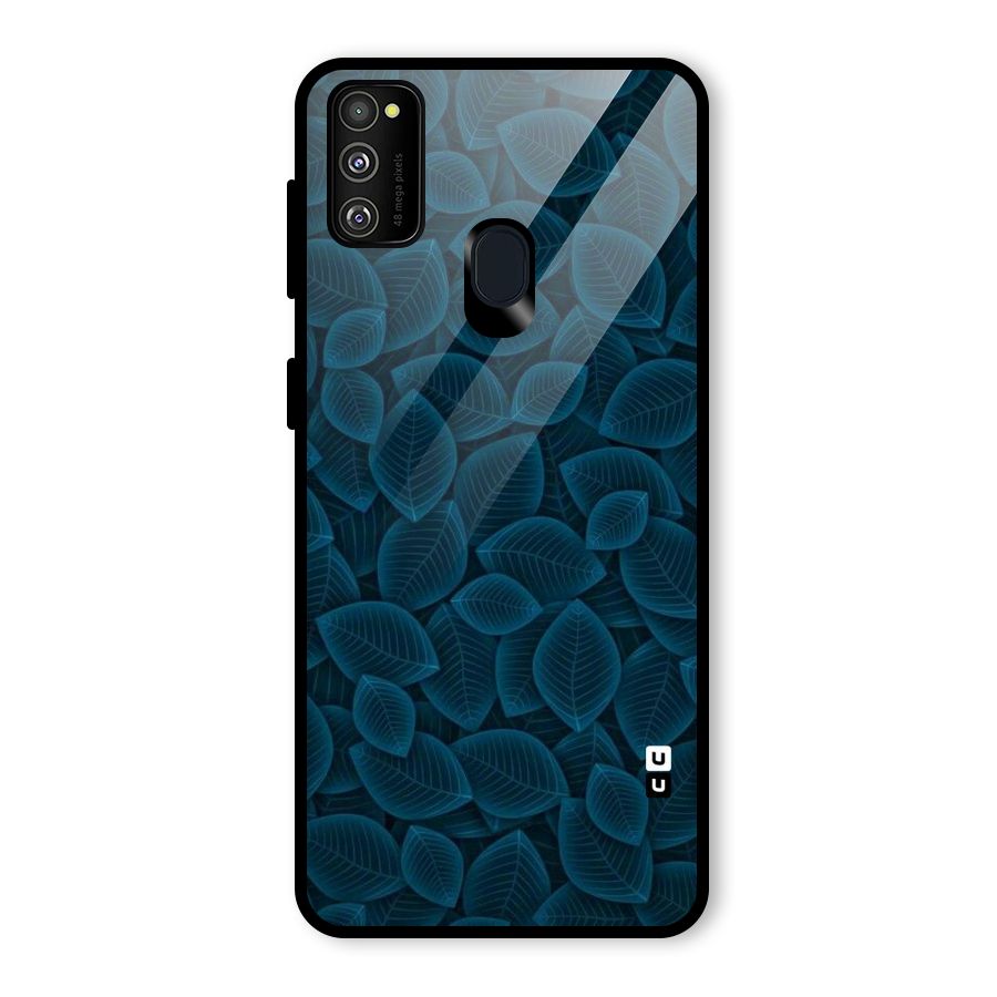 Blue Thin Leaves Glass Back Case for Galaxy M30s