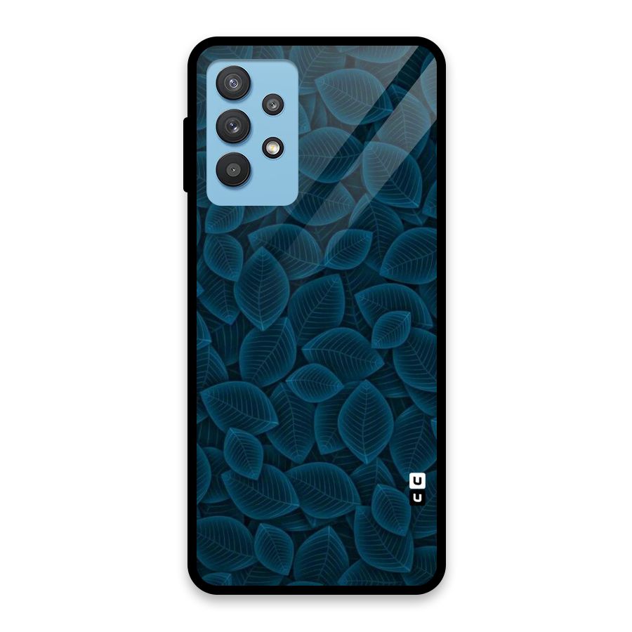 Blue Thin Leaves Glass Back Case for Galaxy M32 5G