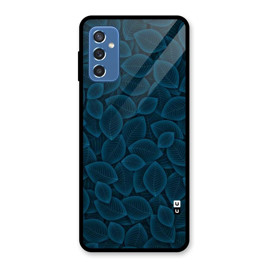 Blue Thin Leaves Glass Back Case for Galaxy M52 5G
