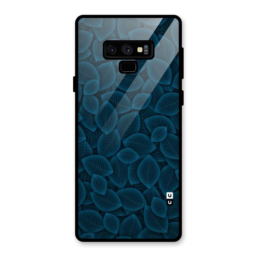 Blue Thin Leaves Glass Back Case for Galaxy Note 9