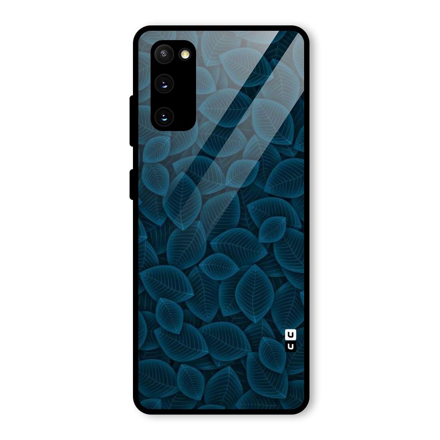 Blue Thin Leaves Glass Back Case for Galaxy S20 FE 5G