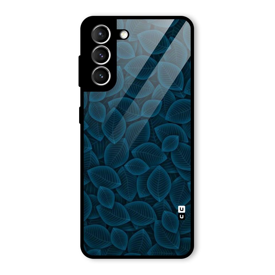 Blue Thin Leaves Glass Back Case for Galaxy S21 5G