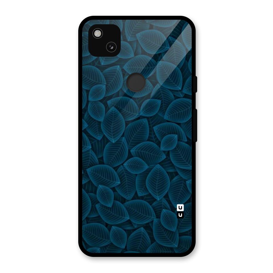 Blue Thin Leaves Glass Back Case for Google Pixel 4a