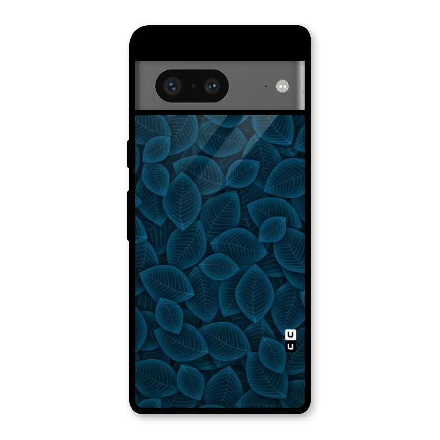 Blue Thin Leaves Glass Back Case for Google Pixel 7