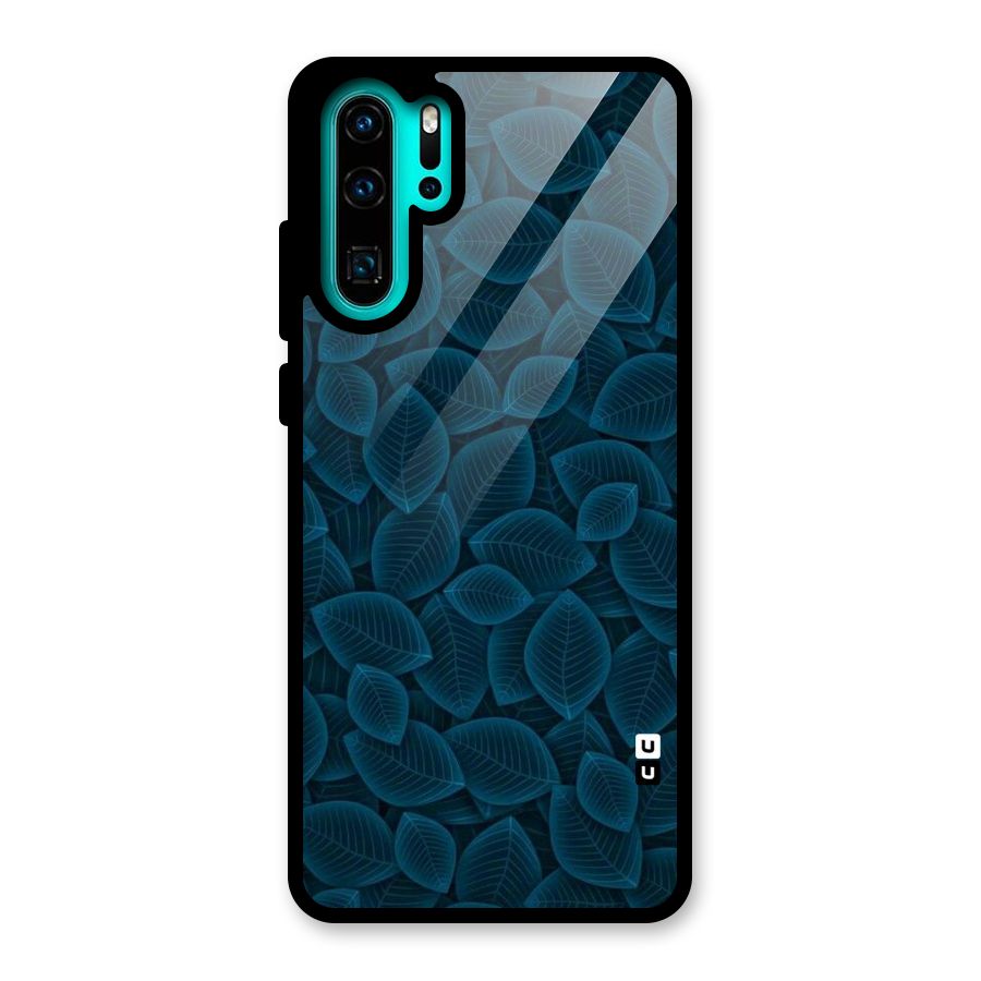 Blue Thin Leaves Glass Back Case for Huawei P30 Pro