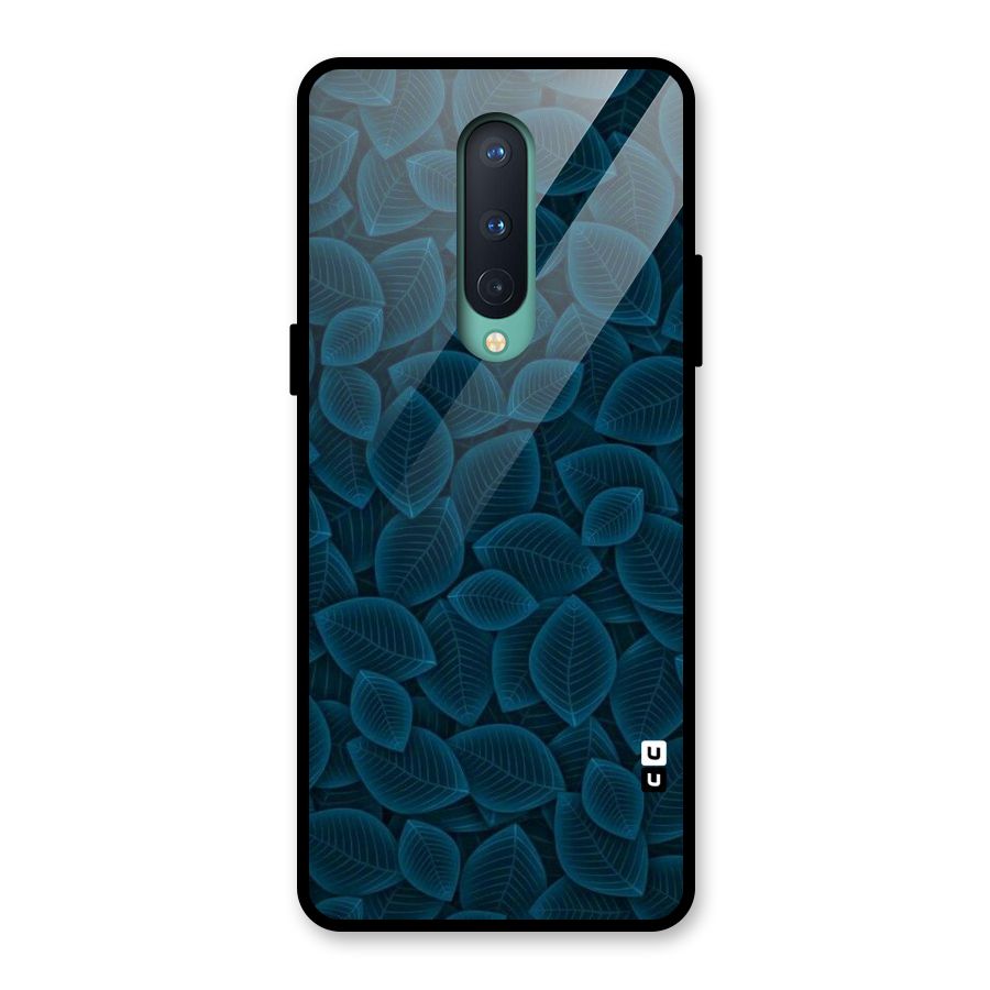 Blue Thin Leaves Glass Back Case for OnePlus 8