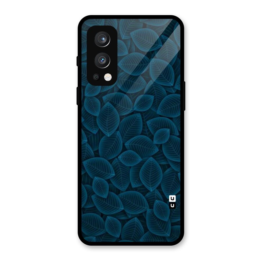 Blue Thin Leaves Glass Back Case for OnePlus Nord 2 5G