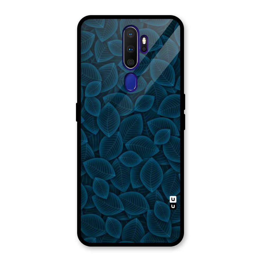 Blue Thin Leaves Glass Back Case for Oppo A9 (2020)