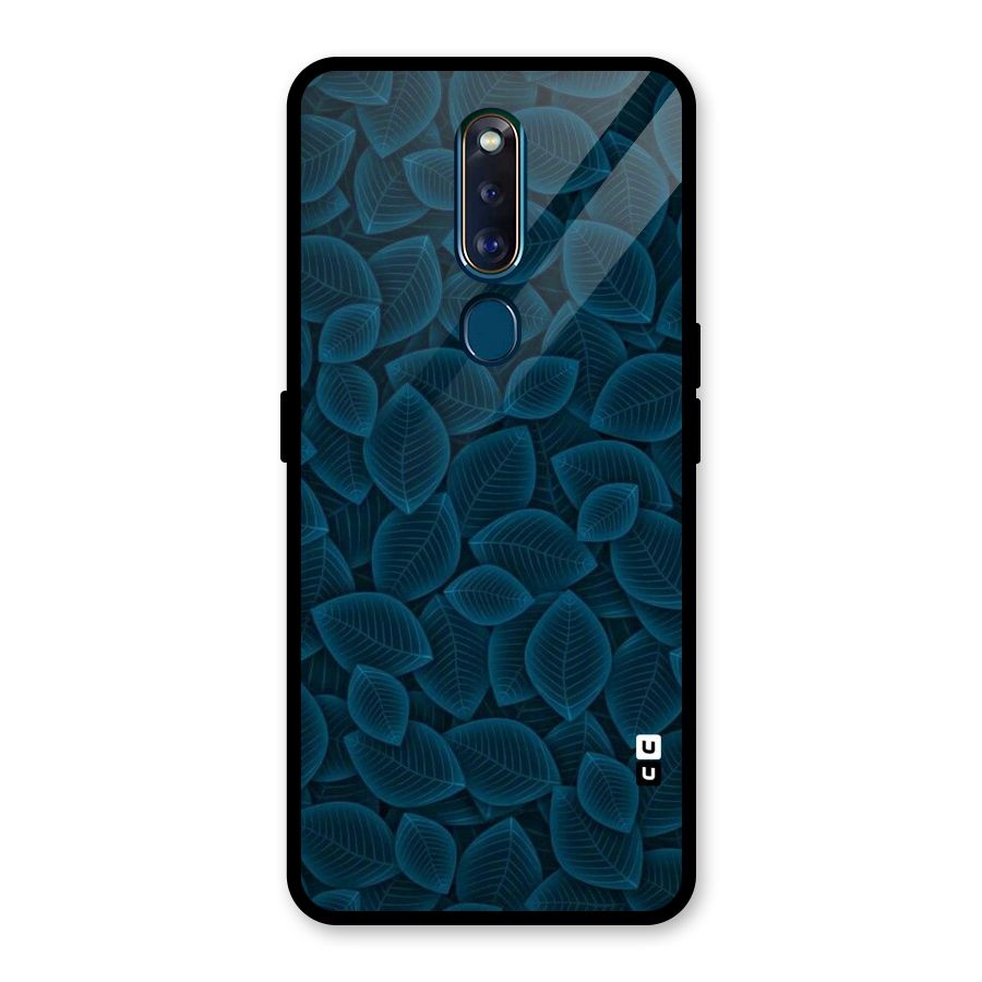 Blue Thin Leaves Glass Back Case for Oppo F11 Pro