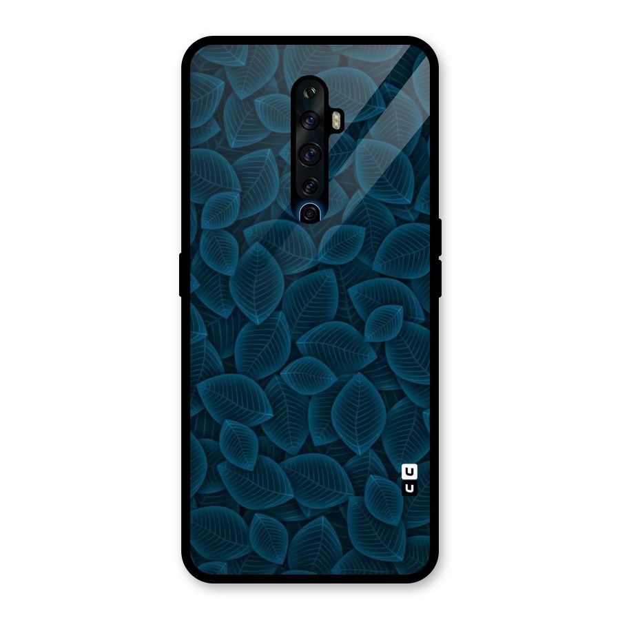 Blue Thin Leaves Glass Back Case for Oppo Reno2 Z