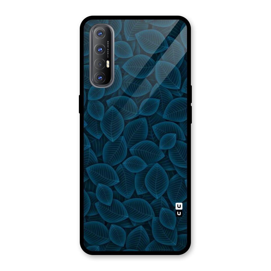 Blue Thin Leaves Glass Back Case for Oppo Reno3 Pro