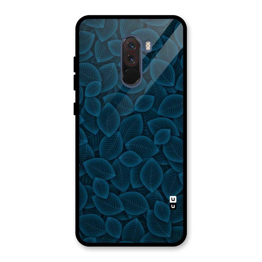 Blue Thin Leaves Glass Back Case for Poco F1