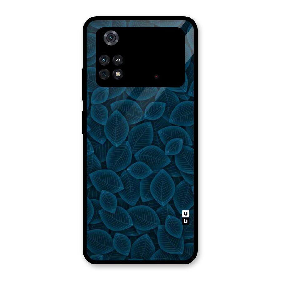 Blue Thin Leaves Glass Back Case for Poco M4 Pro 4G