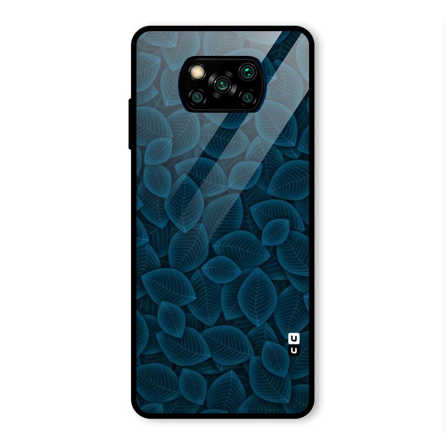 Blue Thin Leaves Glass Back Case for Poco X3 Pro