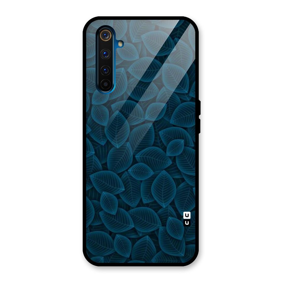Blue Thin Leaves Glass Back Case for Realme 6 Pro