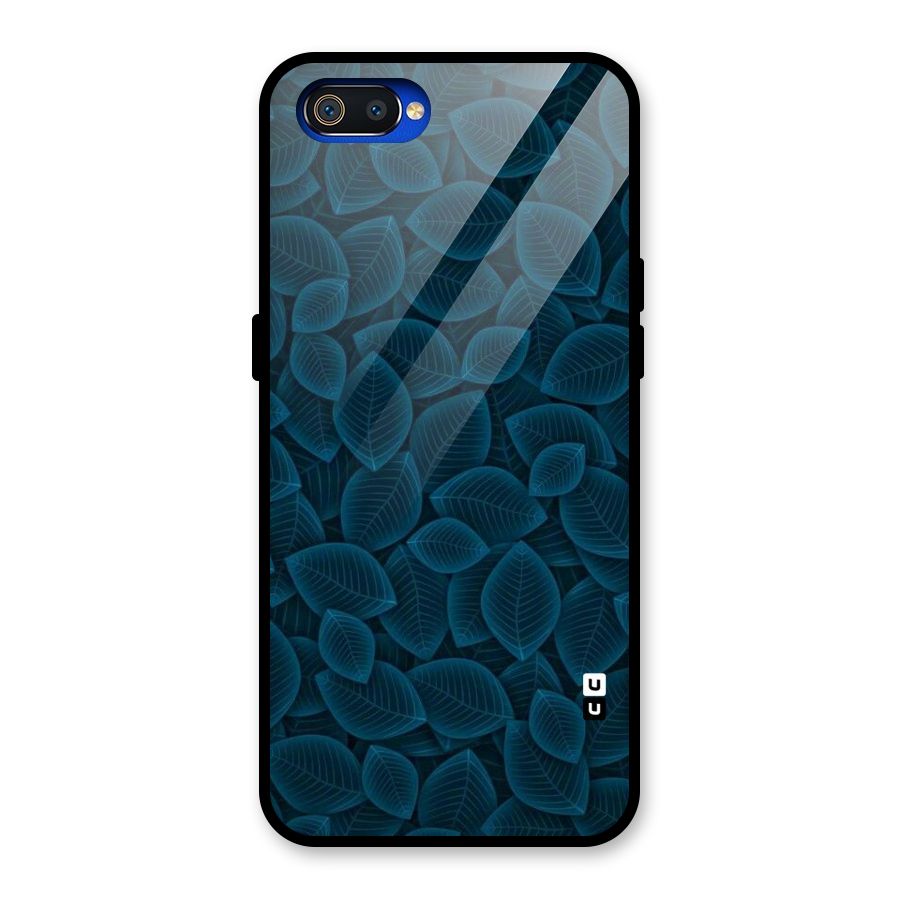 Blue Thin Leaves Glass Back Case for Realme C2