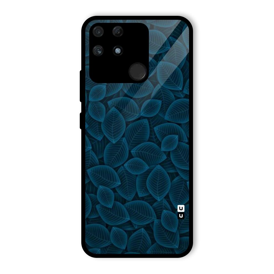 Blue Thin Leaves Glass Back Case for Realme Narzo 50A