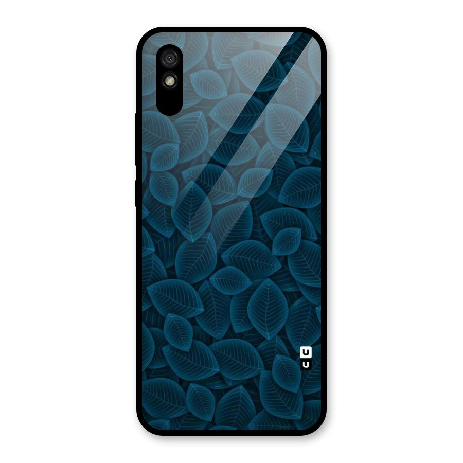 Blue Thin Leaves Glass Back Case for Redmi 9A