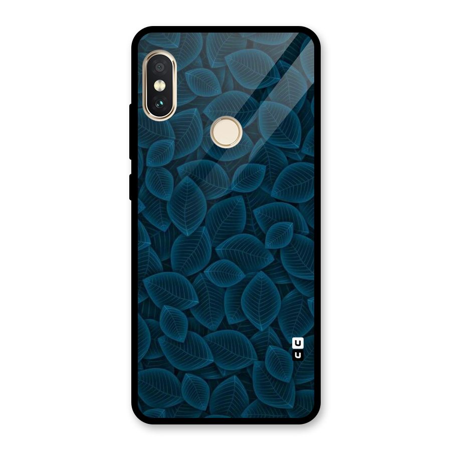 Blue Thin Leaves Glass Back Case for Redmi Note 5 Pro