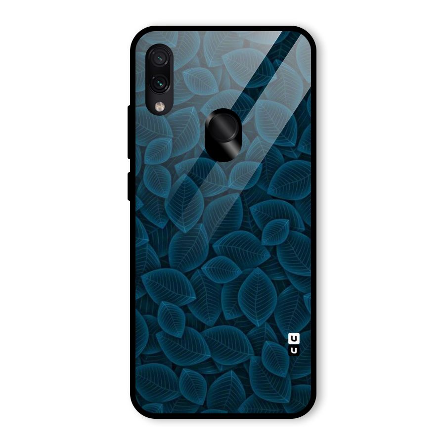 Blue Thin Leaves Glass Back Case for Redmi Note 7 Pro