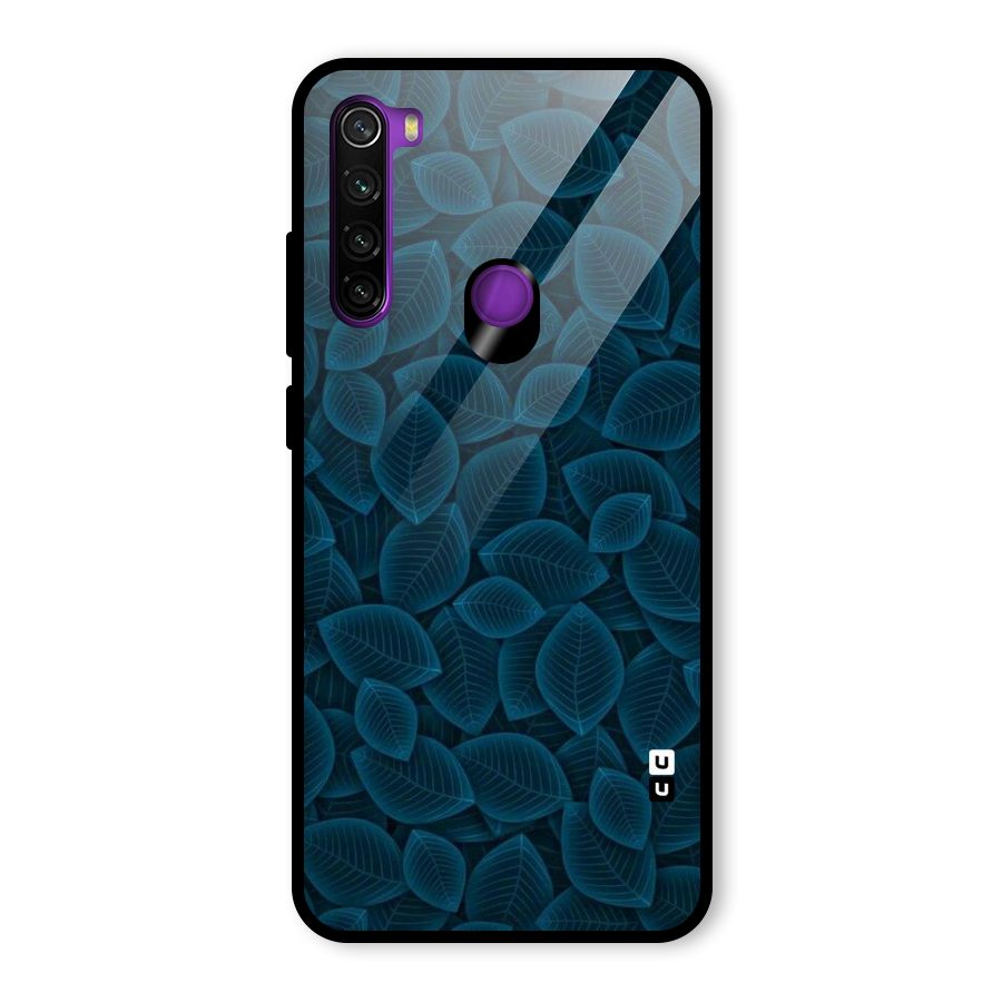 Blue Thin Leaves Glass Back Case for Redmi Note 8