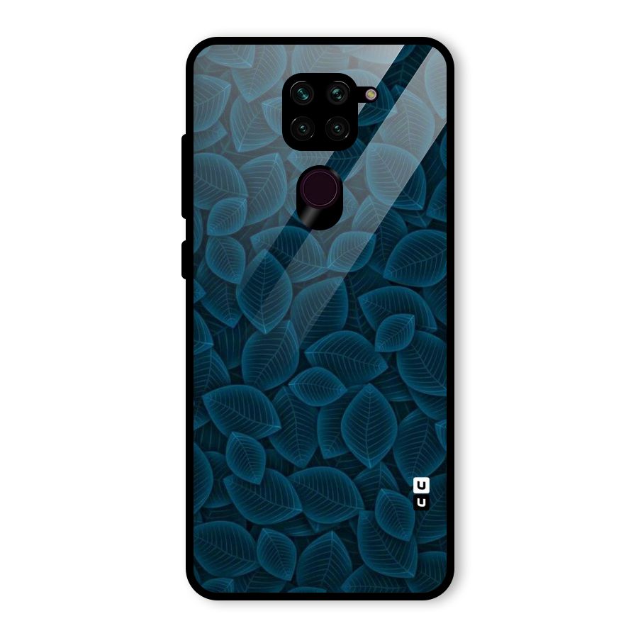 Blue Thin Leaves Glass Back Case for Redmi Note 9