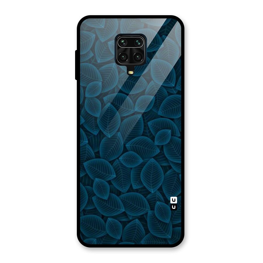 Blue Thin Leaves Glass Back Case for Redmi Note 9 Pro