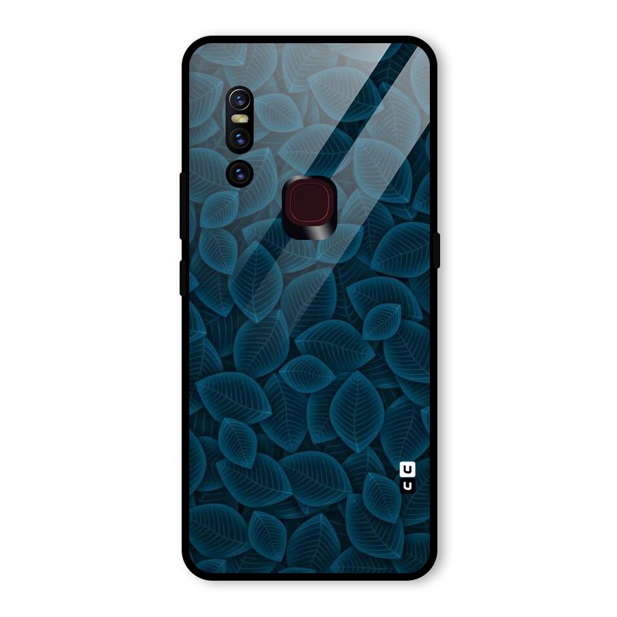 Blue Thin Leaves Glass Back Case for Vivo V15