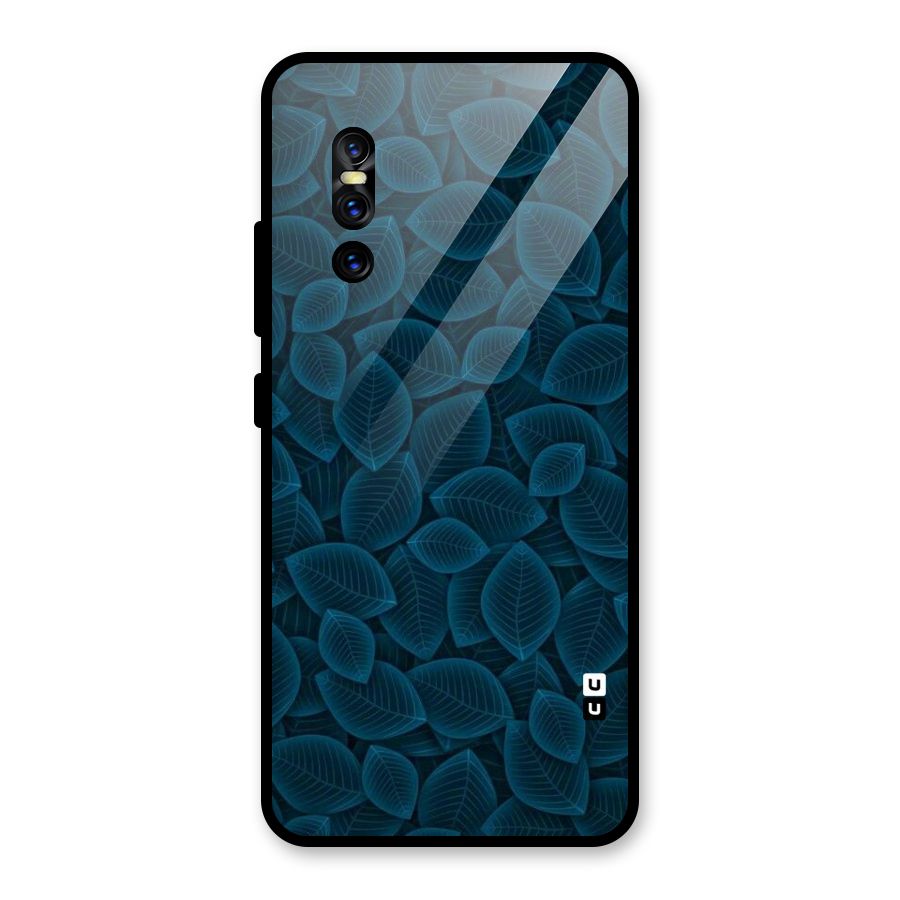 Blue Thin Leaves Glass Back Case for Vivo V15 Pro